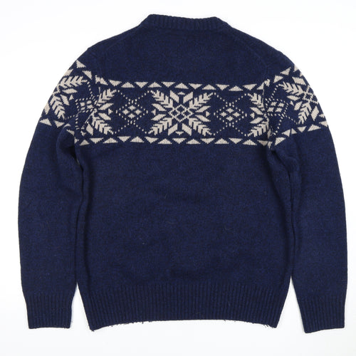 Howick Men's Blue Fair Isle Wool Jumper Size L