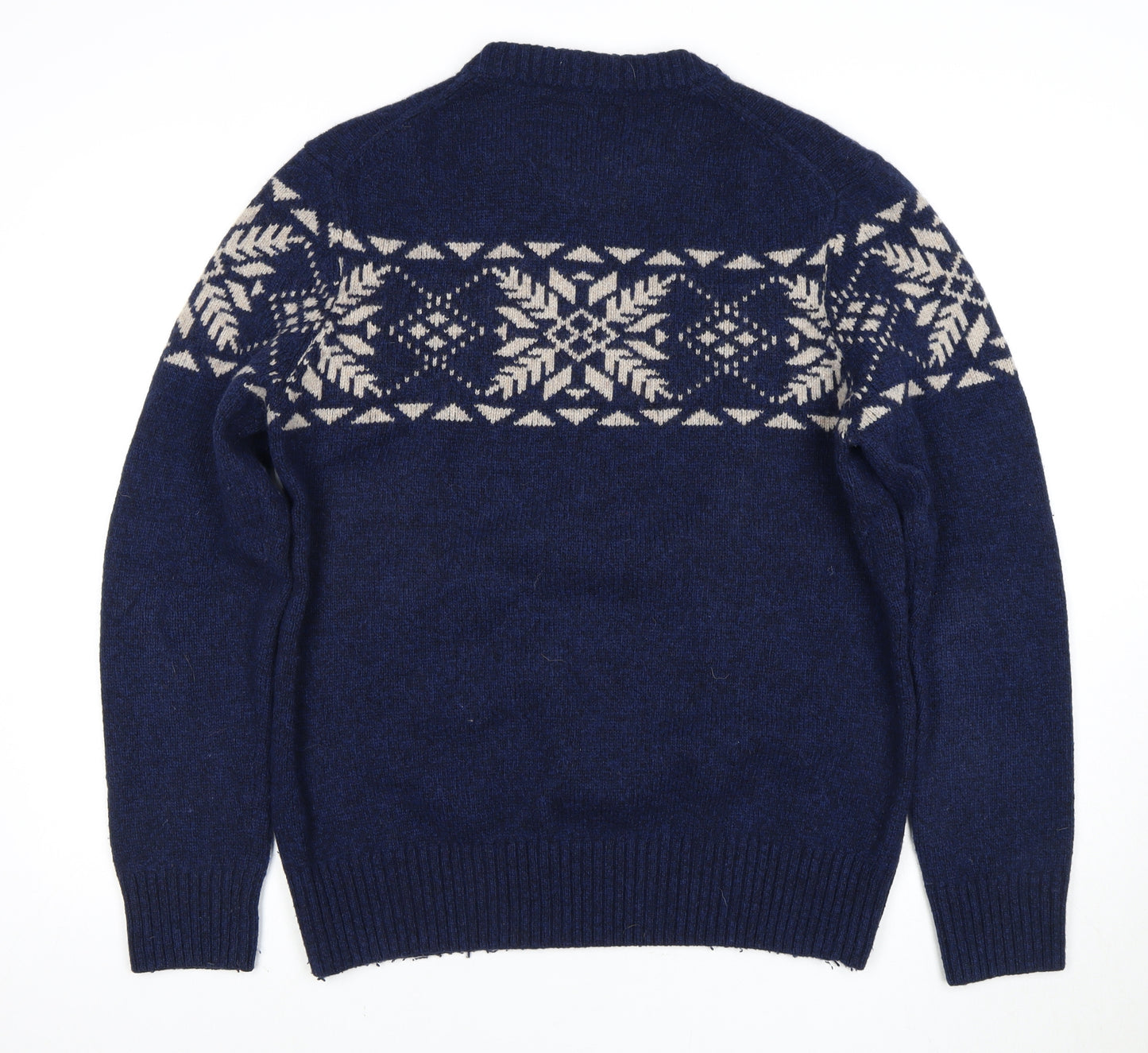 Howick Men's Blue Fair Isle Wool Jumper Size L