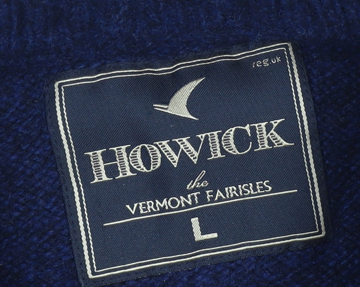 Howick Men's Blue Fair Isle Wool Jumper Size L