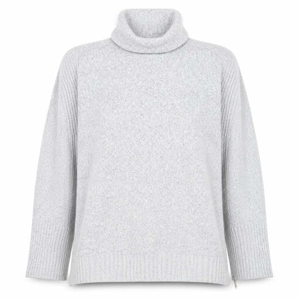 Front view of Wallis Women's Grey jumper S, Roll Neck, Zip