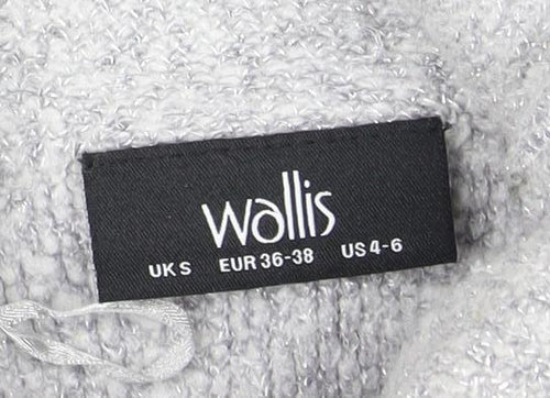 Wallis Women's Grey Pullover Jumper S, Roll Neck, Zip
