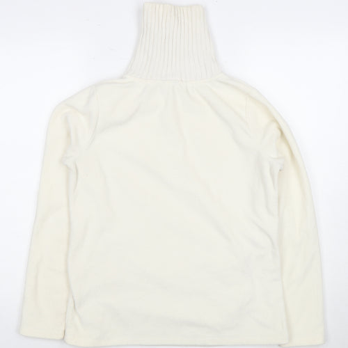 Lands' End Women's White High Neck Sweater, S, 1/2 Zip