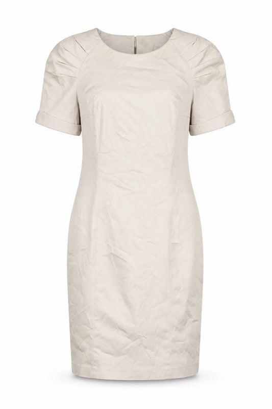 Front view of French Connection Women's Beige Sheath Dress, size 12