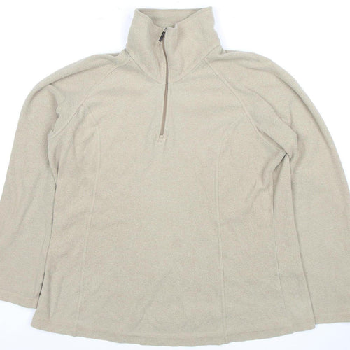Lands' End Women's Beige Fleece Pullover Sweatshirt L