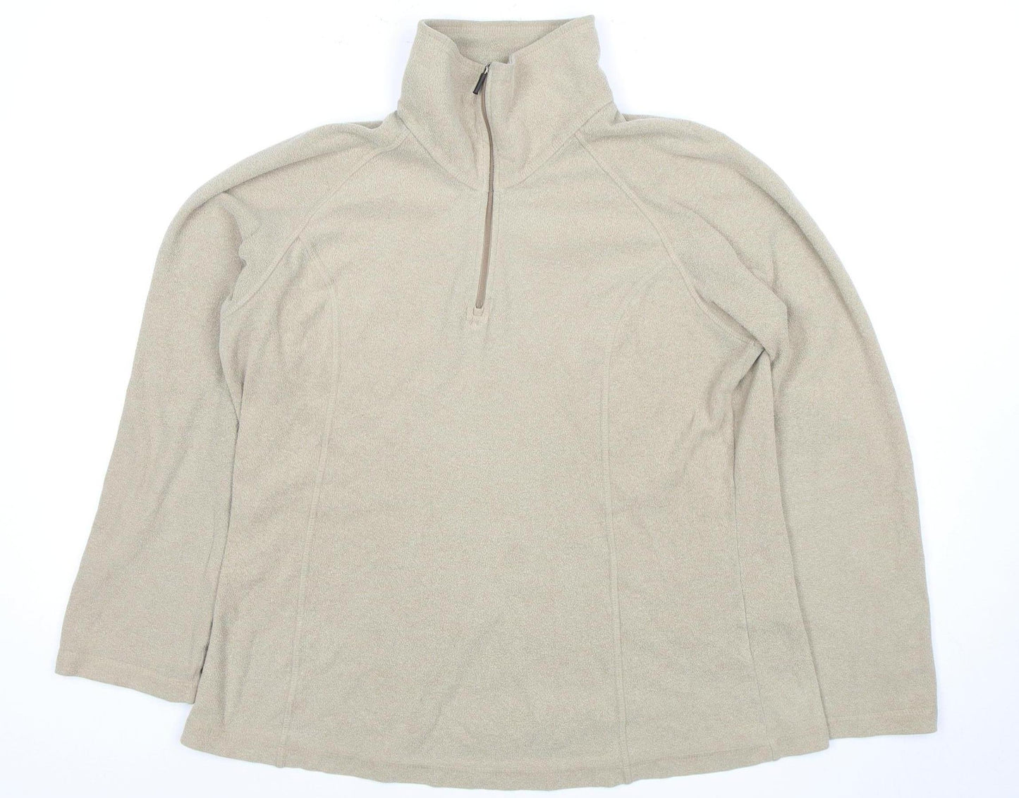 Lands' End Women's Beige Fleece Pullover Sweatshirt L