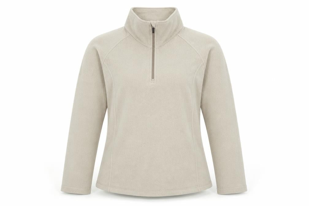Front view of Lands' End Women's Beige Fleece Pullover Sweatshirt L