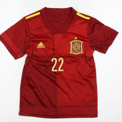 Adidas Boys Red Football Jersey, Size 12-13 Years