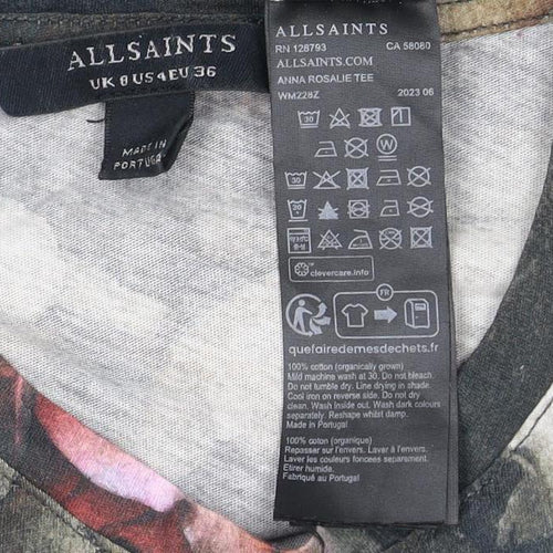 AllSaints Women's Multicoloured Floral T-Shirt Size 8
