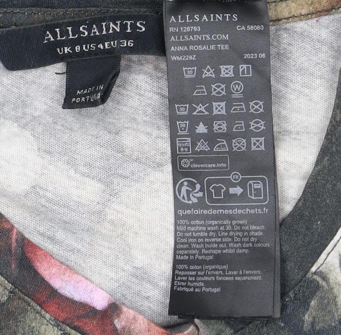 AllSaints Women's Multicoloured Floral T-Shirt Size 8