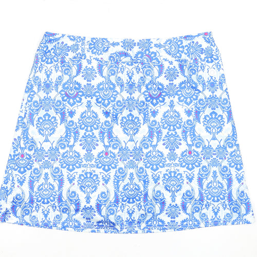 Oyamiki Women's Blue Geometric Short Skirt, L