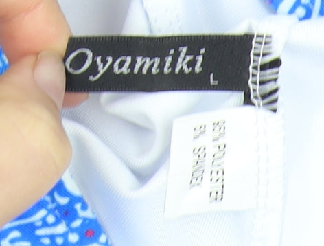 Oyamiki Women's Blue Geometric Short Skirt, L