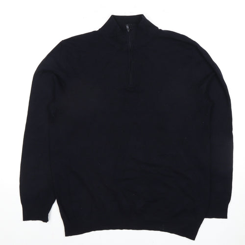 11 Degrees Men's Black Slim Fit Full Zip Jumper S