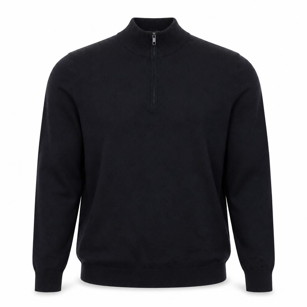 Front view of 11 Degrees Men'S Black Slim Fit Full Zip Jumper S