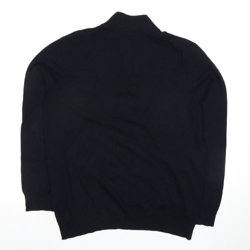 11 Degrees Men's Black Slim Fit Full Zip Jumper S