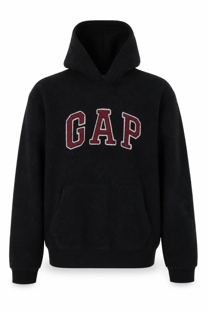 Front view of Gap Men's Black XS Pullover Hoodie with Logo