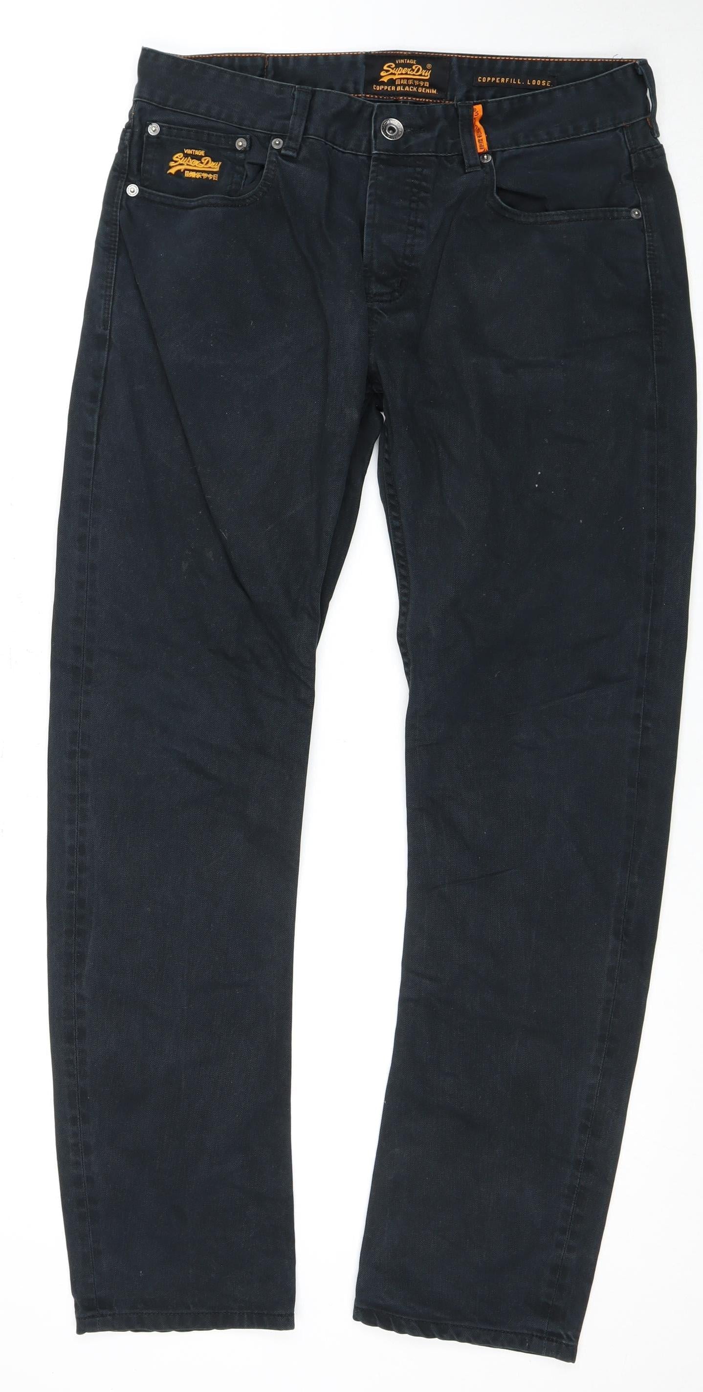 SuperDry Men's Black Straight Jeans 34W 32L