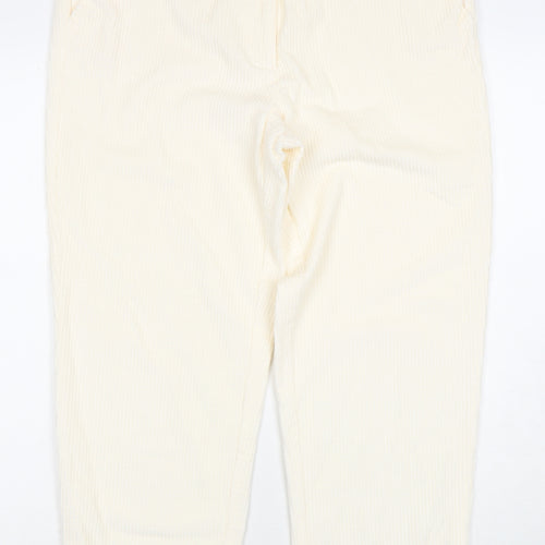 Caroll Women's Ivory Corduroy Cropped Trousers Size 14