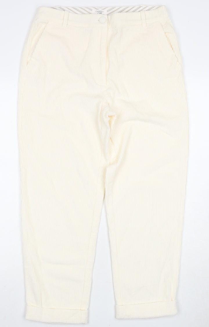 Caroll Women's Ivory Corduroy Cropped Trousers Size 14