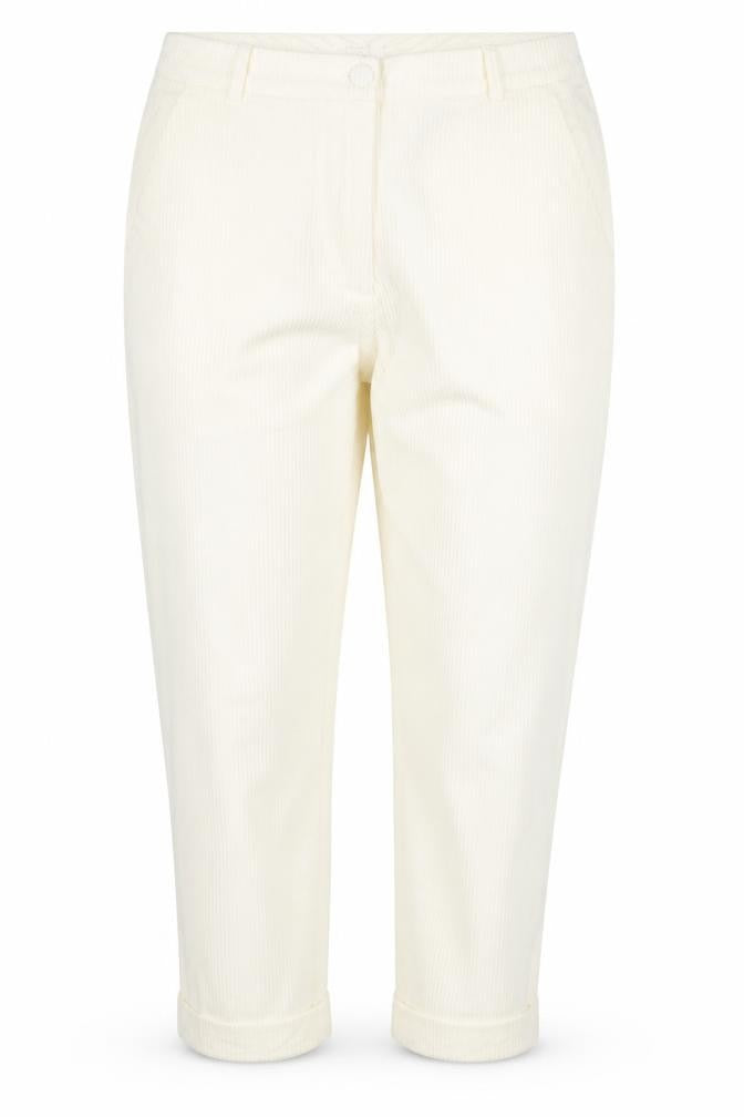 Caroll Women's Ivory Corduroy Cropped Trousers Size 14
