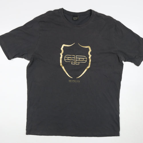 883 Police Men's Grey XL Short Sleeve Logo T-Shirt