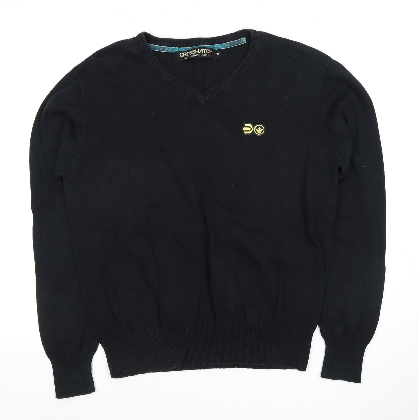 Crosshatch Women's Black V-Neck Pullover Jumper Size 12