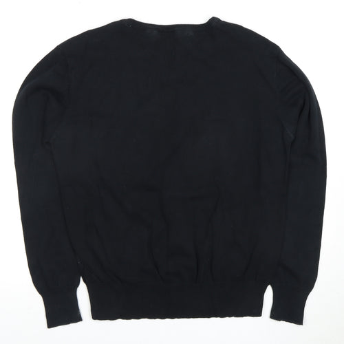 Crosshatch Women's Black V-Neck Pullover Jumper Size 12