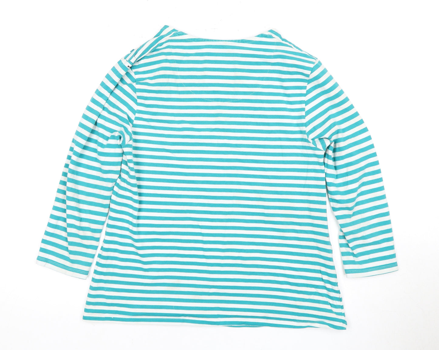 Mud & Water Women's Blue Stripe 3/4 Sleeve Boat Neck Top