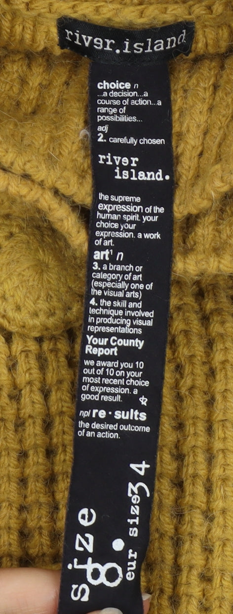River Island Women's Yellow Cardigan Size 8
