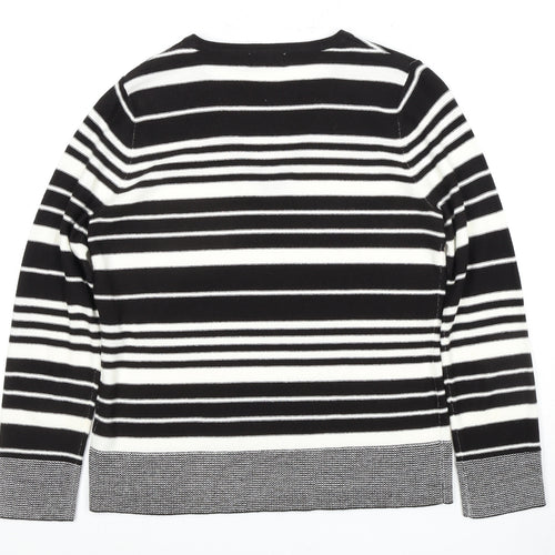 Per Una Women's Black Striped V-Neck Jumper Size 12