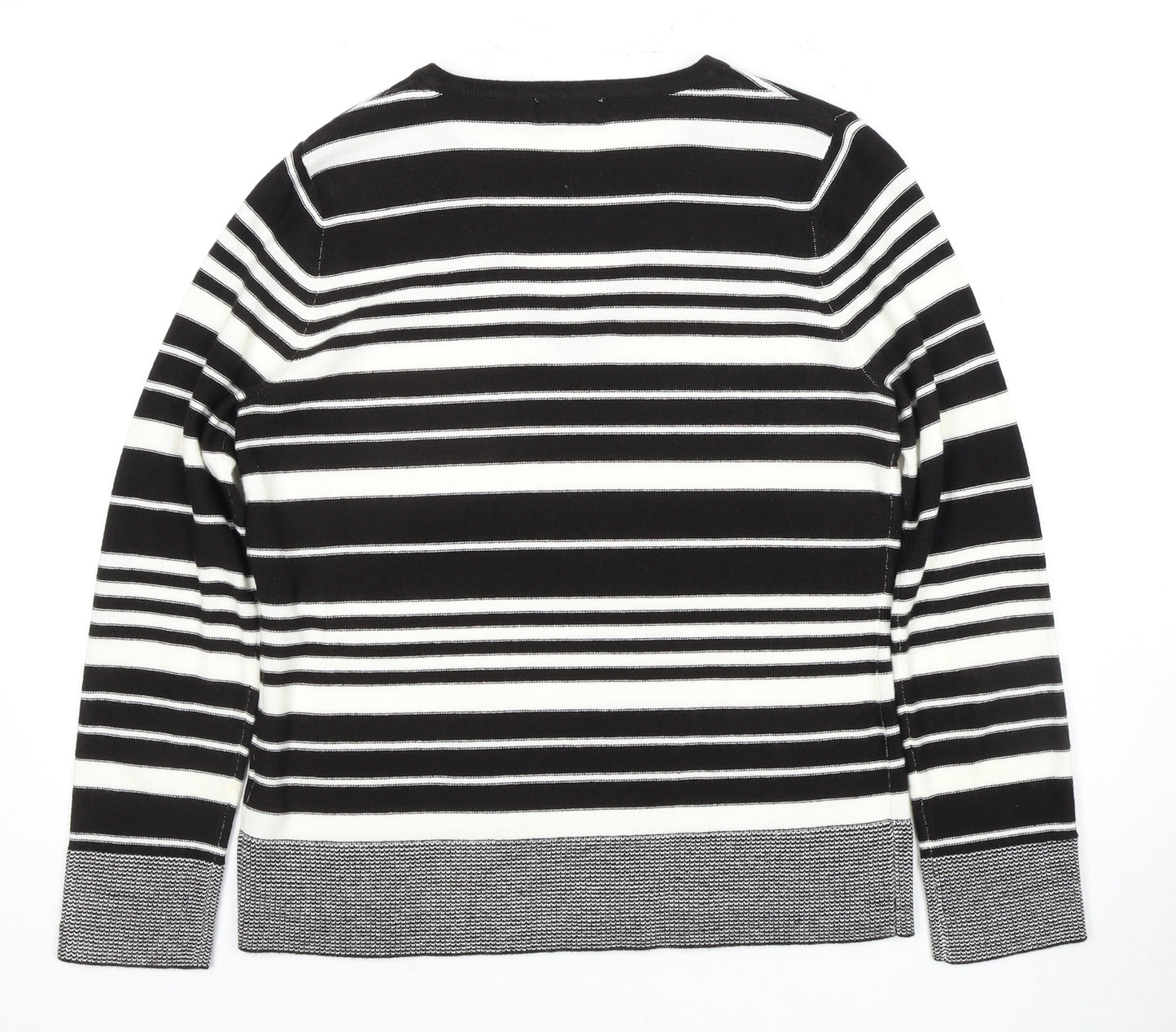 Per Una Women's Black Striped V-Neck Jumper Size 12