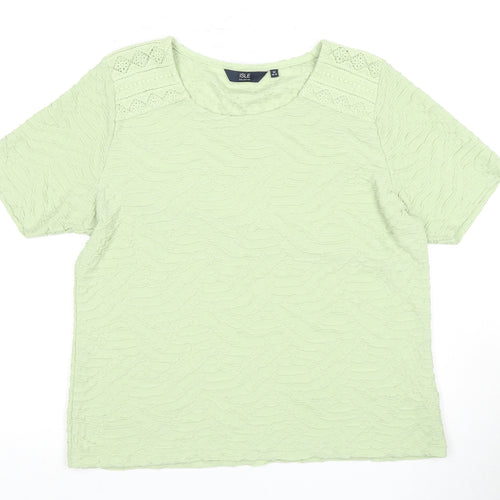 Isle Collection Women's Green Crochet Accented T-Shirt