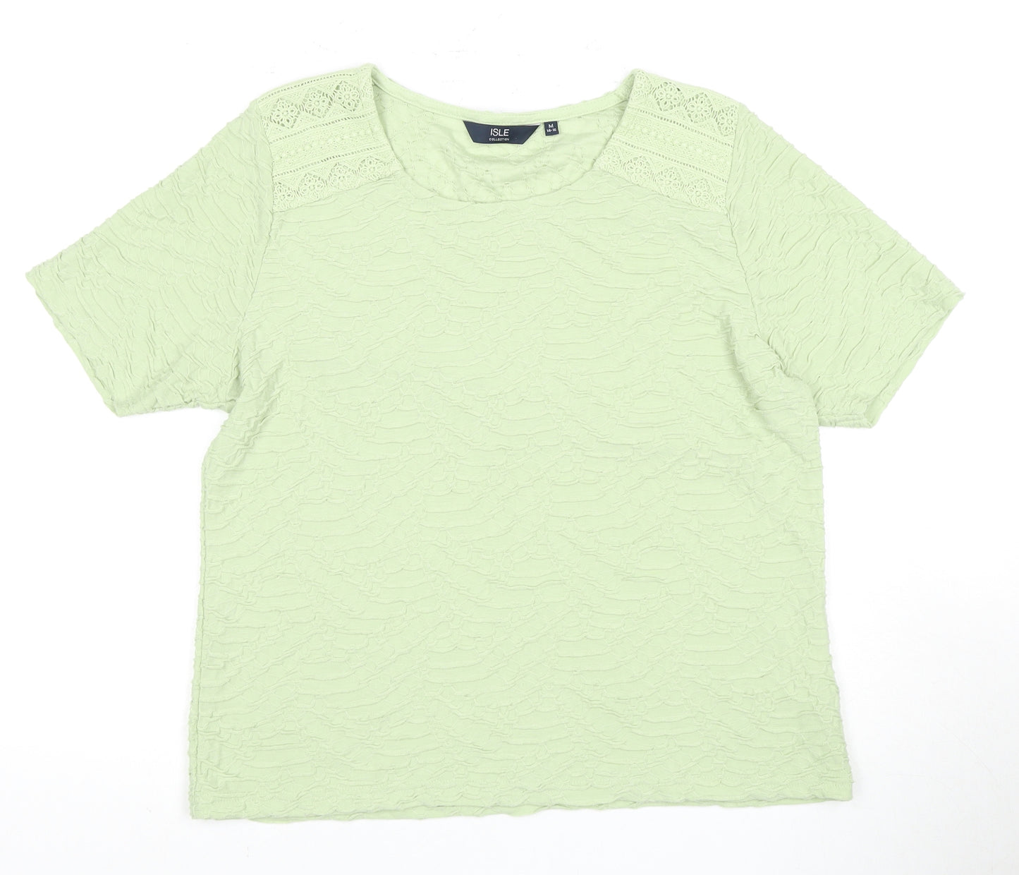 Isle Collection Women's Green Crochet Accented T-Shirt