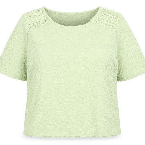 Isle Collection Women's Green Crochet Accented T-Shirt