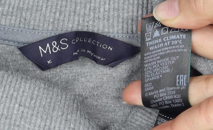Marks and Spencer Women's Grey Mock Neck Sweatshirt