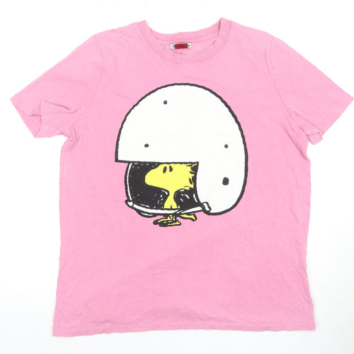 Zara Women Pink Peanuts T-Shirt Crew Neck M Graphic