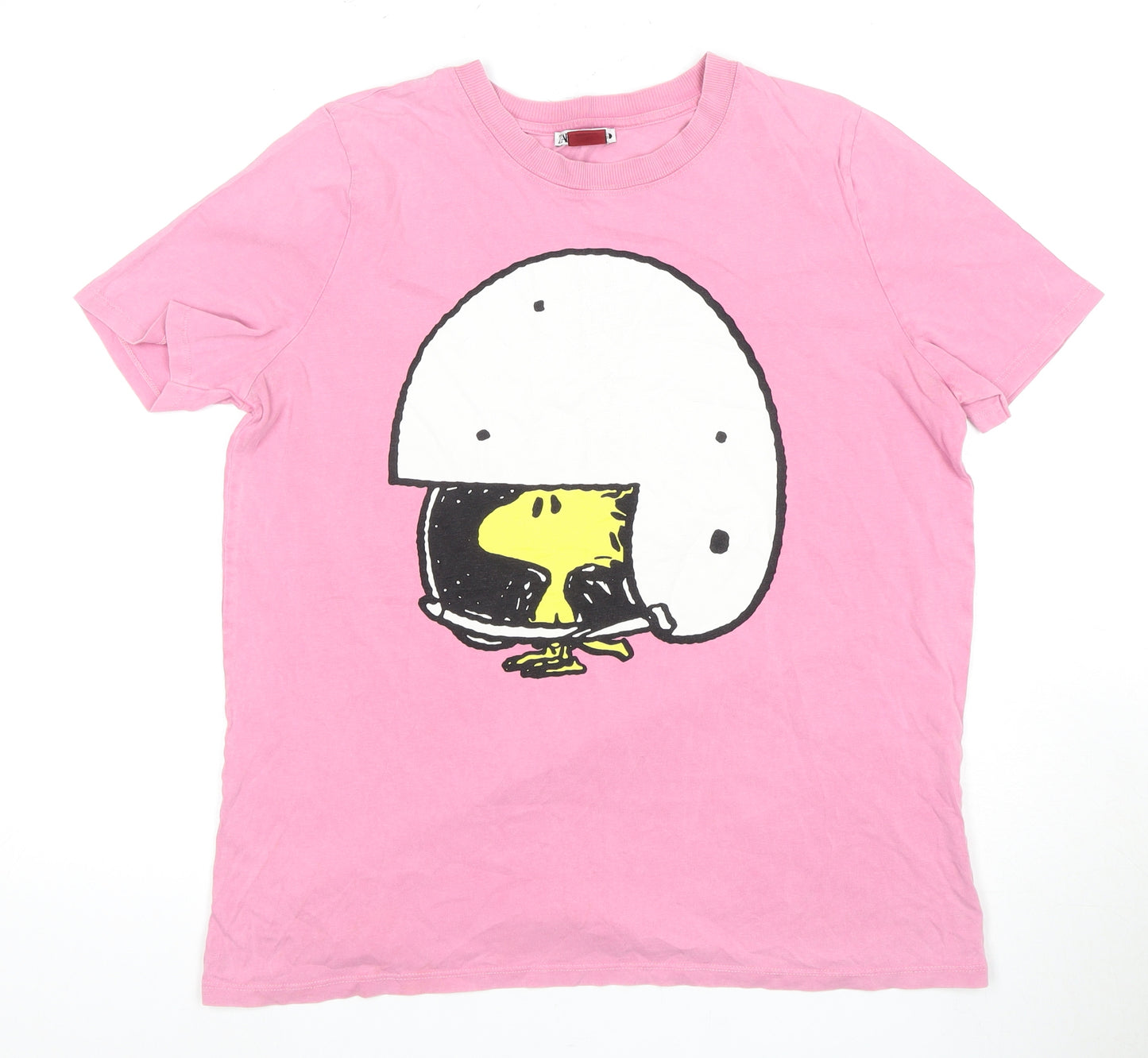 Zara Women Pink Peanuts T-Shirt Crew Neck M Graphic