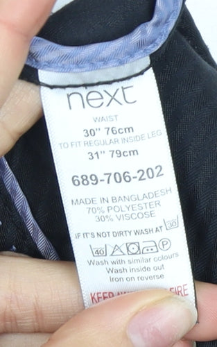 Next Men's Black Trousers 30 Waist Viscose Blend