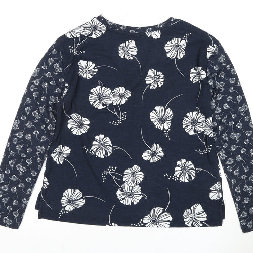 Marks and Spencer Women's Blue Floral T-Shirt Size 8