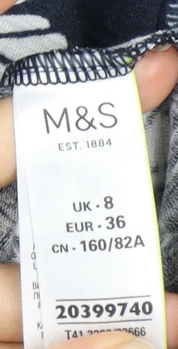 Marks and Spencer Women's Blue Floral T-Shirt Size 8