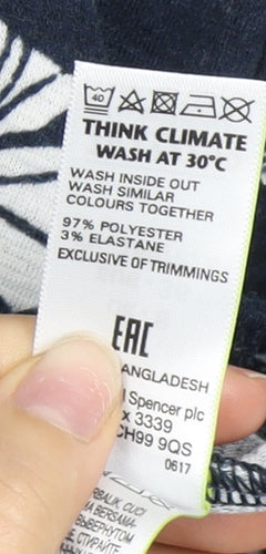 Marks and Spencer Women's Blue Floral T-Shirt Size 8