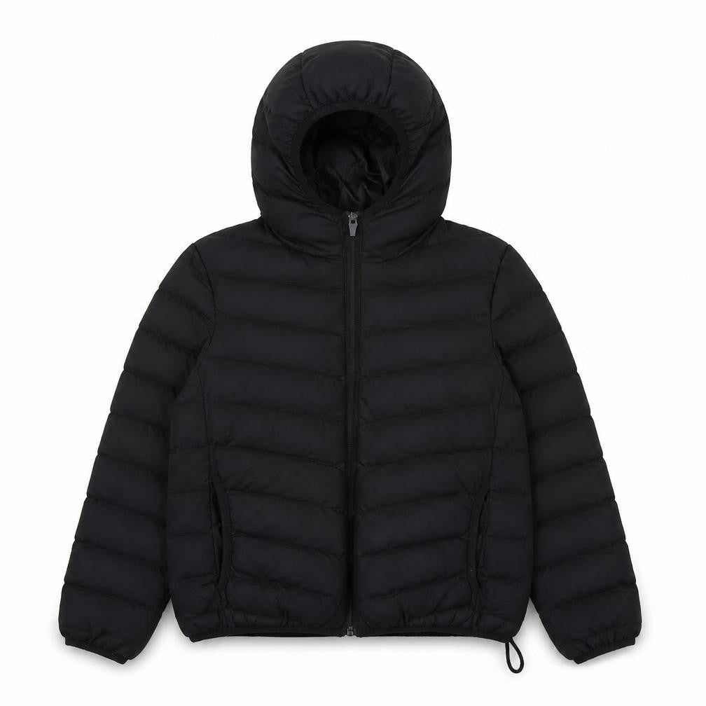 Front view of Ruby Tuesday girls’ black puffer jacket 9/10 years