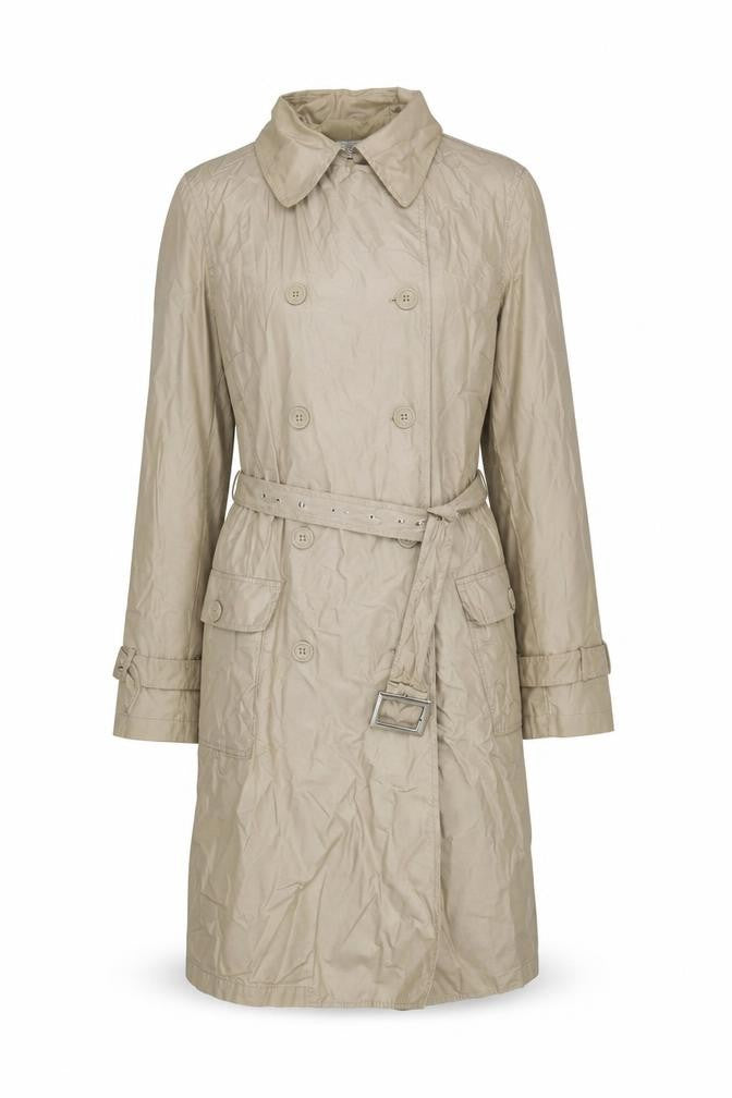 Front view of Solar Women's Beige Cotton Trench Coat M