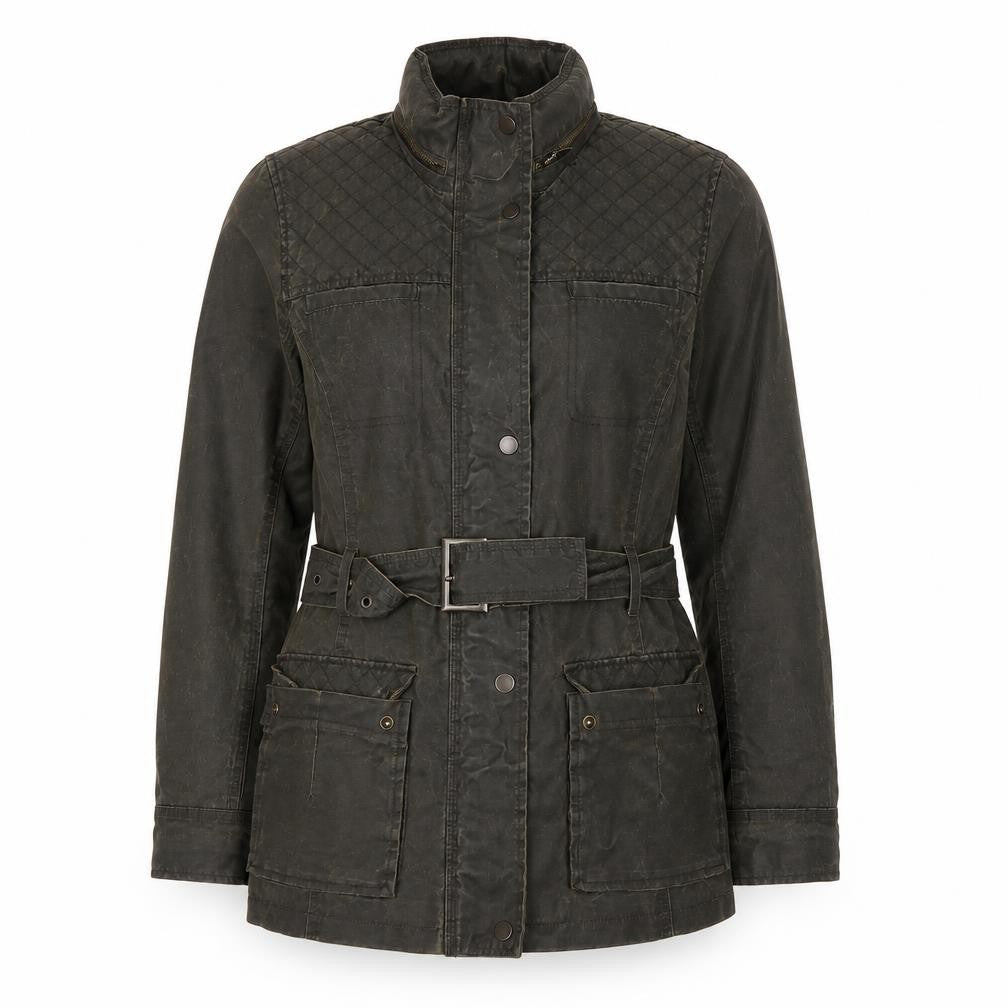 Front view of Marks & Spencer Women's Green Belted Jacket, size 12