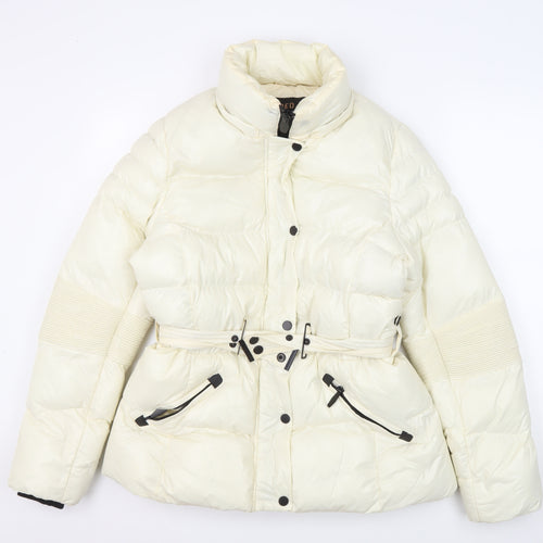 QED LDN Women's Ivory Puffer Jacket Size 12