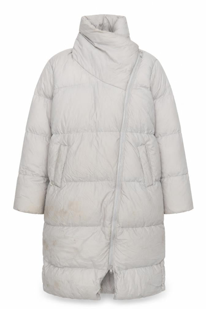Front view of Nines Beige Women's Long Puffer Jacket 14 Winter Wear