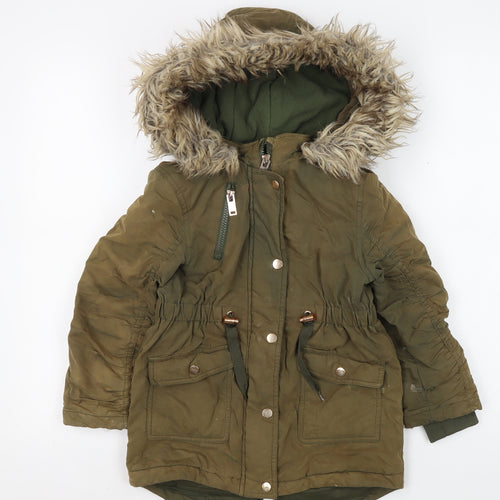 Marks and Spencer Girls' Green Parka 5-6 Years Hooded