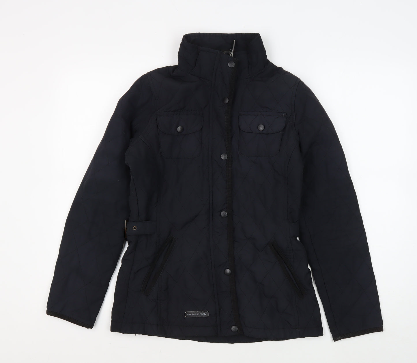 Trespass Women's Black Quilted Jacket, Size XS, Belted