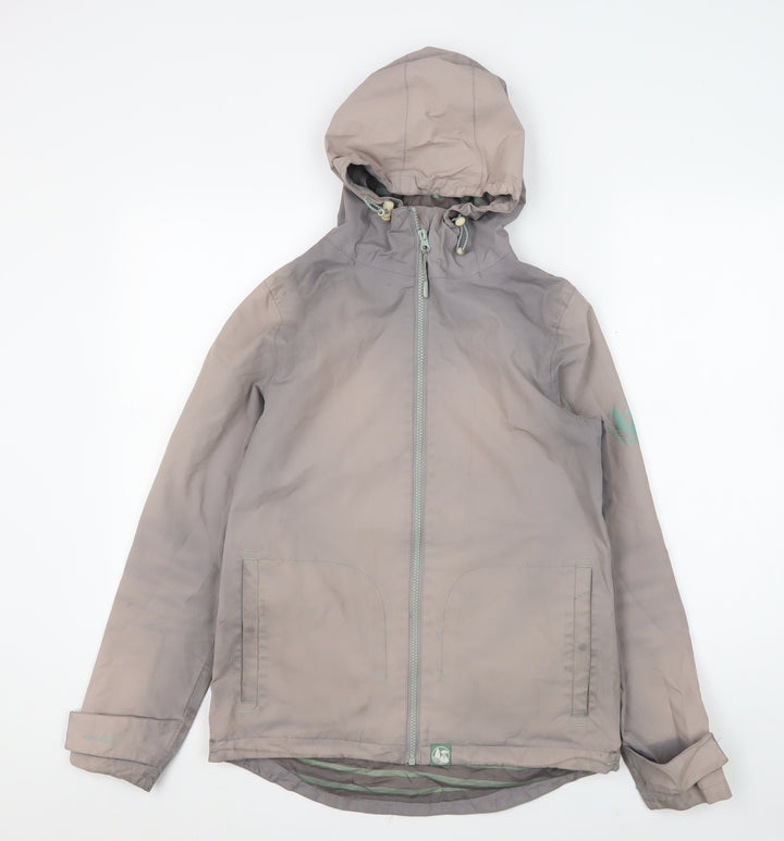 Weird Fish Women's Grey Hooded Jacket Size 8