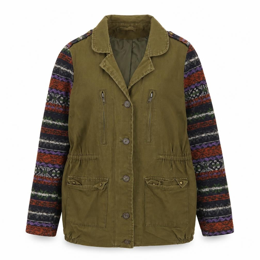 Front view of Vera & Lucy Women's Green Anorak Jacket - M, Fair Isle