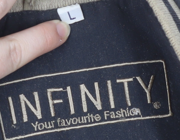 Infinity Men's Beige Bomber Jacket Large Zip Casual